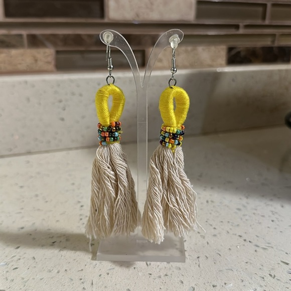 Fashion Earrings Yellow and Multicolor Beads NEW! - Picture 3 of 4